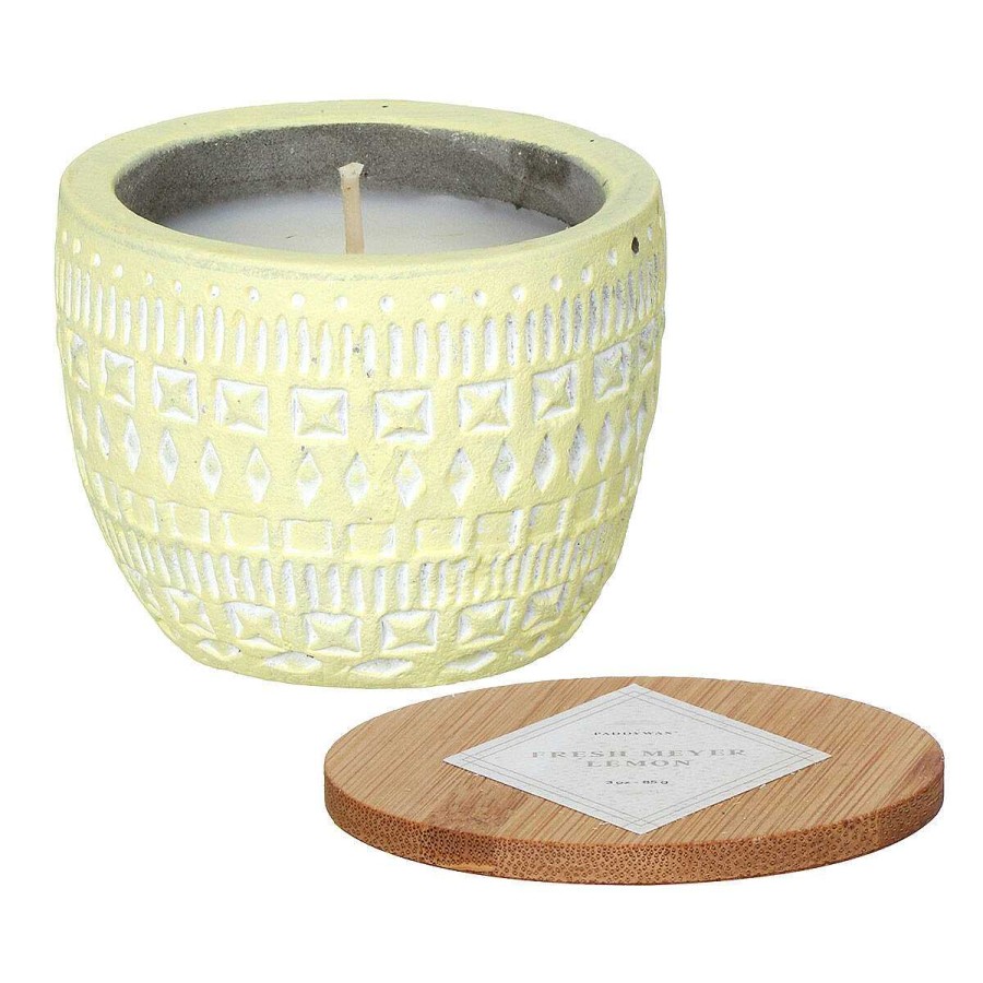 Ceramic Candles | Paddywax Paddywax Sonora 85G Fresh Meyer Lemon Concrete Soy Candle