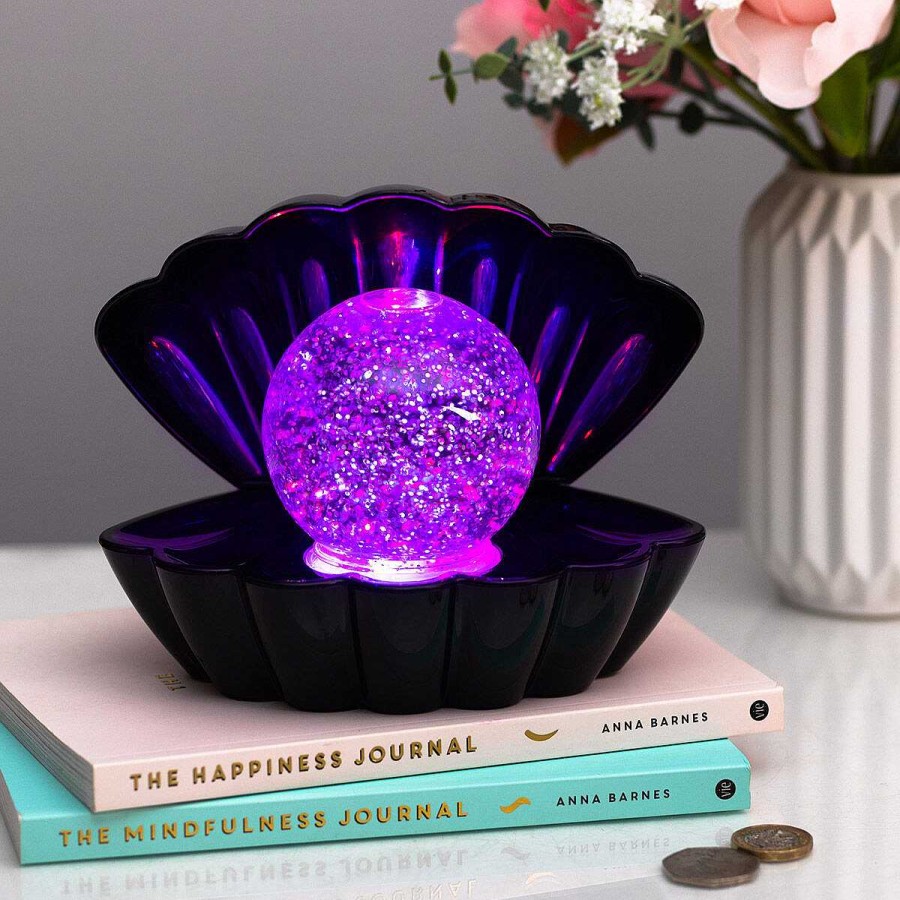 Home Accessories | Temptation Gifts Black Glitter Pearl Seashell Colour Changing Mood Light