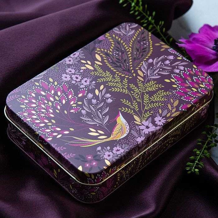 Storage Tins | Sara Miller Sara Miller Haveli Garden Plum Songbird Small Deep Rectangular Tin