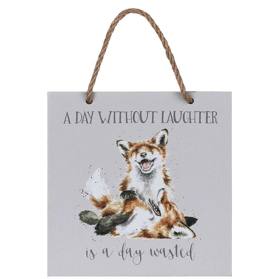 Plaques & Signs | Wrendale Wrendale 'A Day Without Laughter' Fox Wooden Plaque