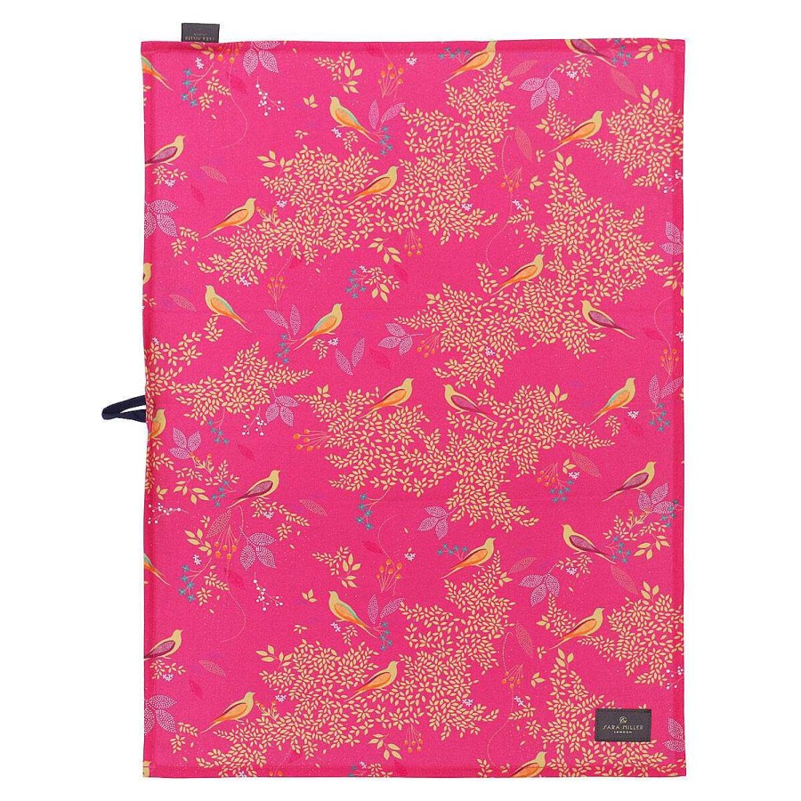 Tea Towels | Sara Miller Sara Miller Chelsea Pink Birds Tea Towel