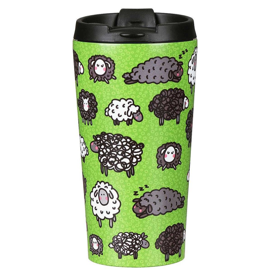 Travel Mugs | Eco Chic Eco Chic Green Sheep Stainless Steel Travel Coffee Cup