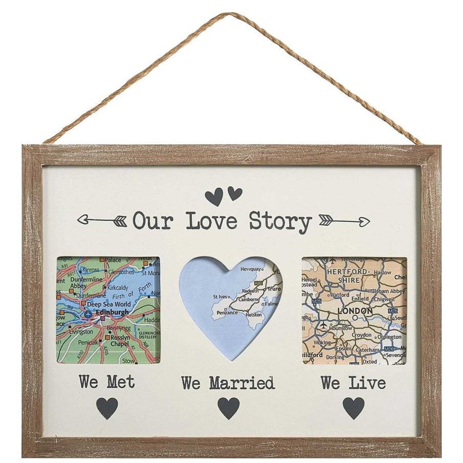 Photo Albums & Frames | Transomnia Transomnia 'Our Love Story' Triple Map Frame