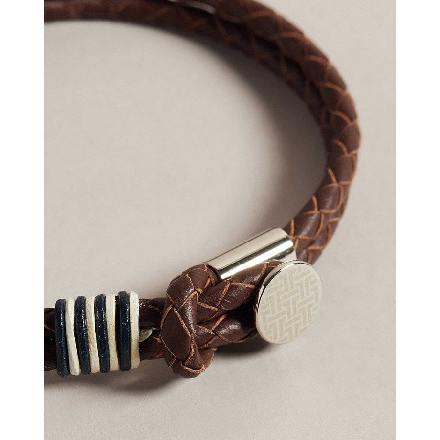 For Men | Ted Baker Ted Baker Coen Stone Woven Leather Bracelet