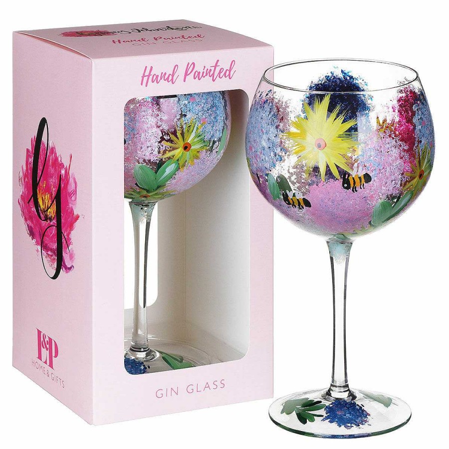 Wine Accessories | Lynsey Johnstone Lynsey Johnstone Hand Painted Alliums & Bees Gin Glass