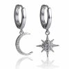 Earrings | Equilibrium Equilibrium Silver Plated Celestial Moon Star Huggie Earrings