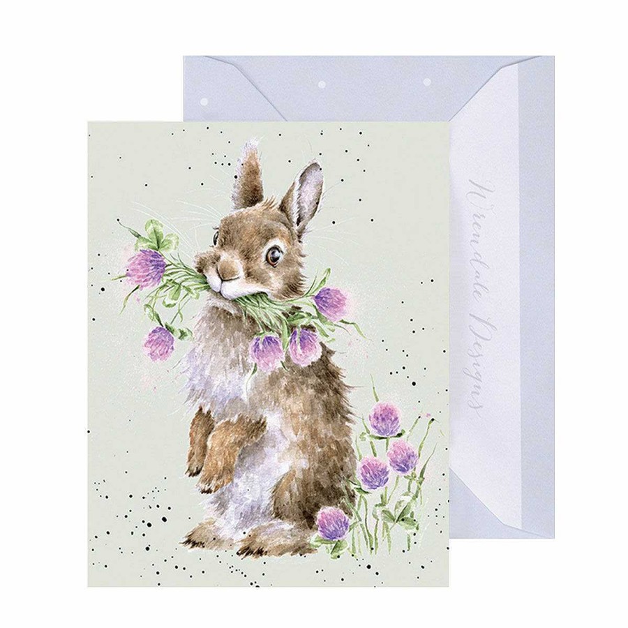 Animals & Birds Cards | Wrendale Wrendale 'Head Clover Heels' Rabbit 9Cm Mini Card