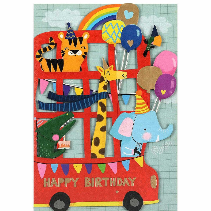 Cards | Alljoy Design Alljoy Design Safari Bus Paper Cut Art Birthday Card