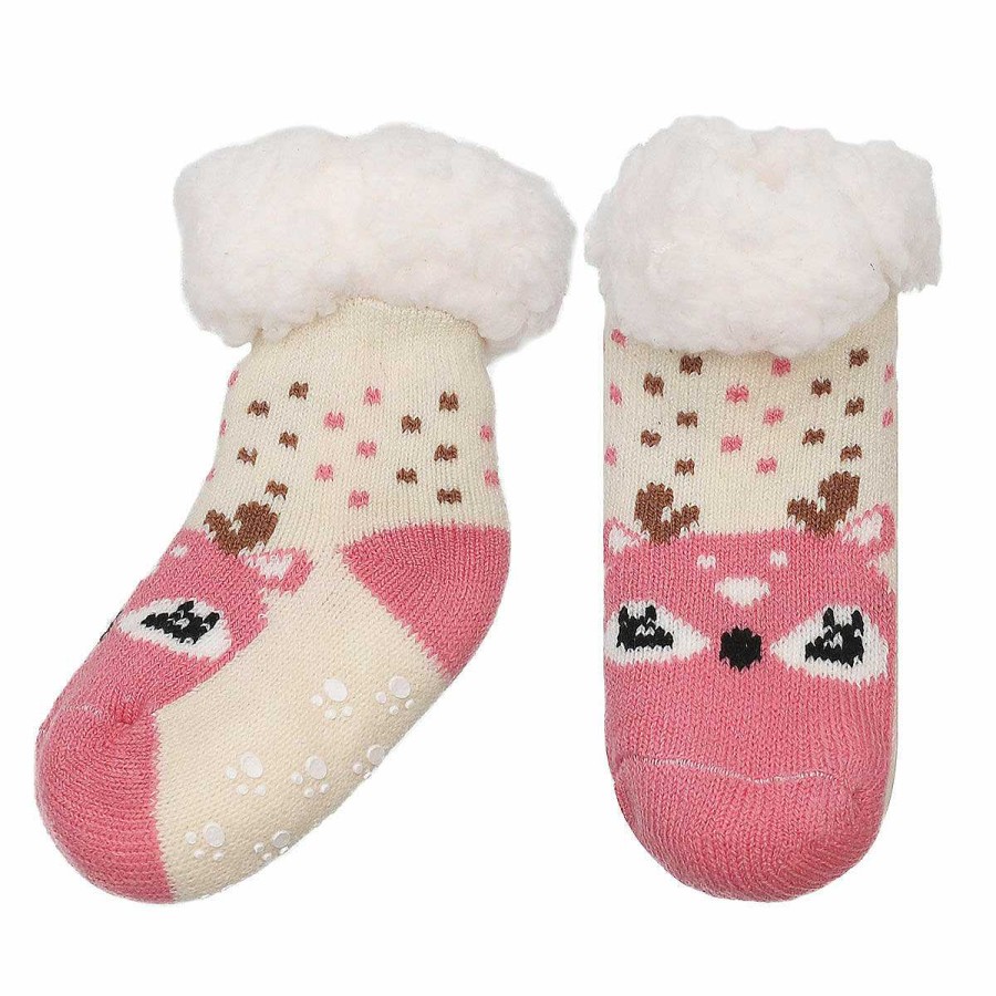 Fashion Accessories | Nuzzles Nuzzles Assorted Pink Animal Toddler Slipper Socks