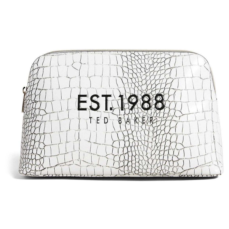 Wash Bags | Ted Baker Ted Baker Lavelo Imitation Croc White Washbag