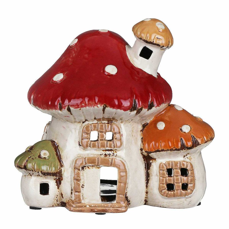 Home Ornaments | Village Pottery Village Pottery Three Mushroom House Tealight Holder