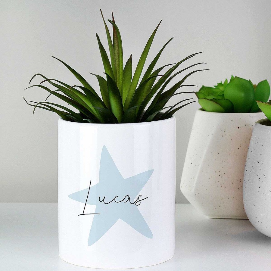 Personalised Gifts | Temptation Gifts Personalised Blue Star Ceramic Storage Pot