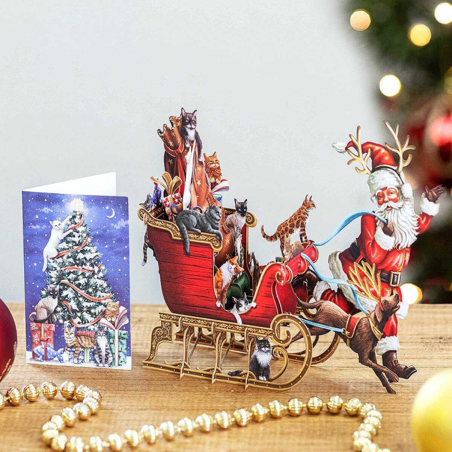 Christmas | Me & McQ Me & Mcq Cat Sleigh 3D Christmas Card