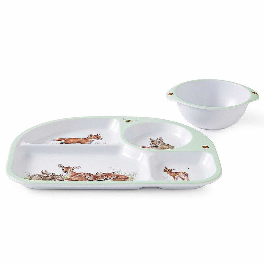 Plates | Wrendale Wrendale Little Wren Divided Tray & Bowl Two Piece Melamine Set