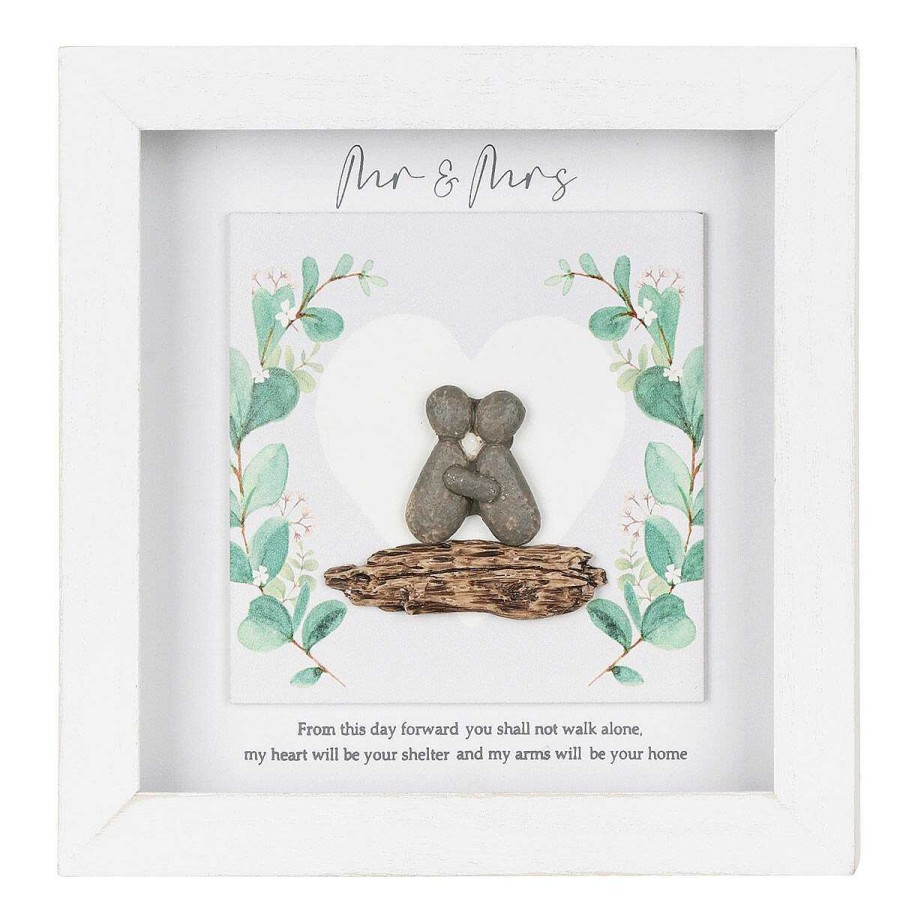 Mr & Mrs Gifts | Langs Langs 'Mr & Mrs' Wedding Day Pebble Wooden Plaque