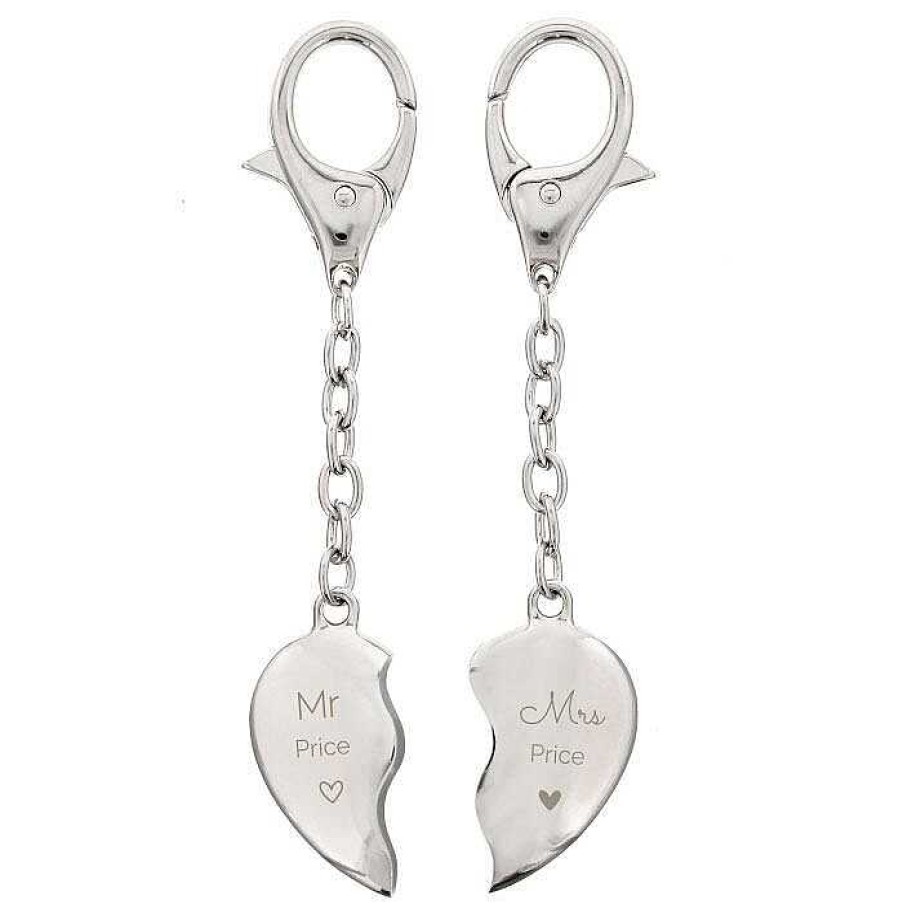 Mr & Mrs Gifts | Temptation Gifts Personalised Mr & Mrs Two Hearts Keyring