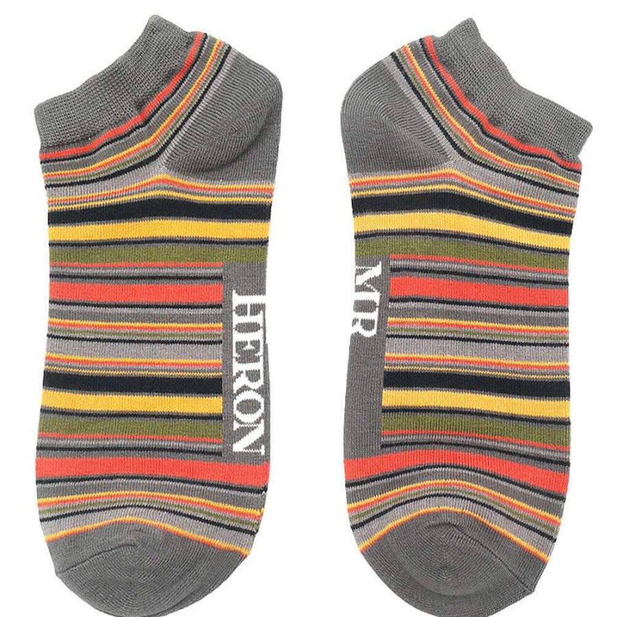 Styles | Mr Heron Mr Heron Grey Stripes Men'S Bamboo Trainer Socks