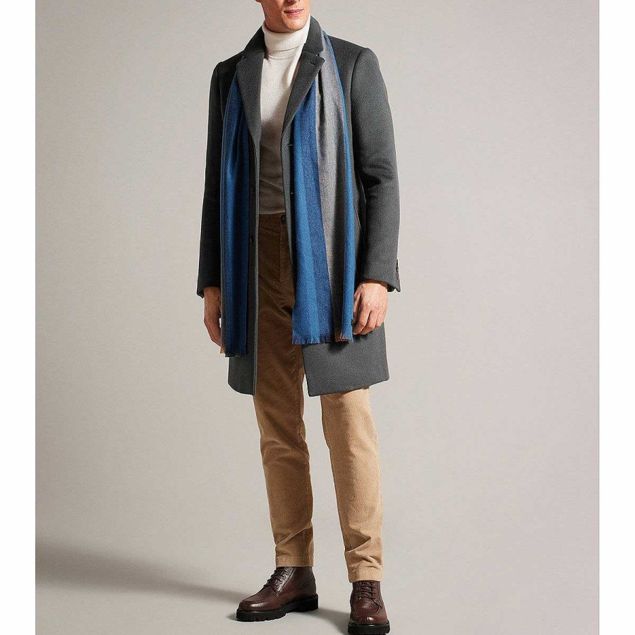 Scarves | Ted Baker Ted Baker Alfredy Blue & Camel Striped Woven Scarf