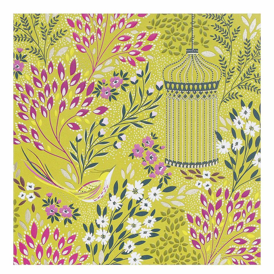 Floral Cards | Sara Miller Sara Miller Florals & Bird Chartreuse Greetings Card