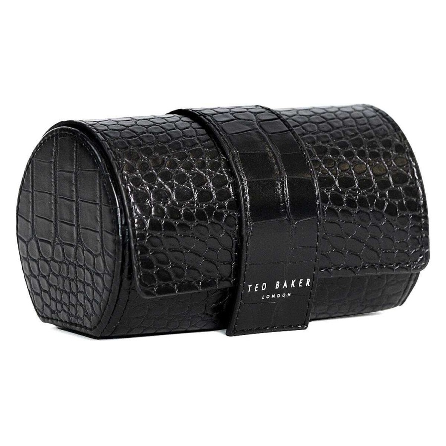 Travel Accessories | Ted Baker Ted Baker Cliive Croc Effect Black Watch Roll Case