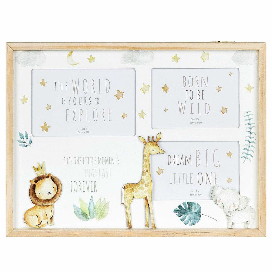 Photo Frames | Temptation Gifts Little Moments Safari Triple Collage Wooden Photo Frame