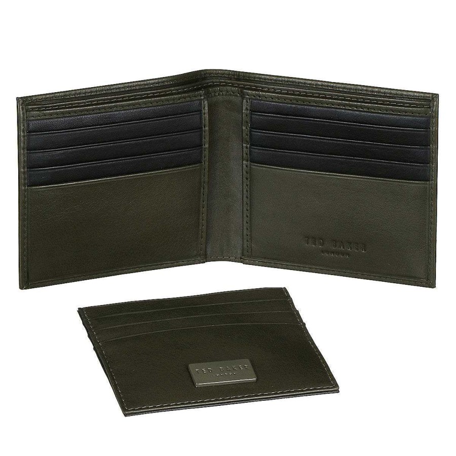 Boyfriend | Ted Baker Ted Baker Loane Khaki Leather Wallet And Card Holder Gift Set