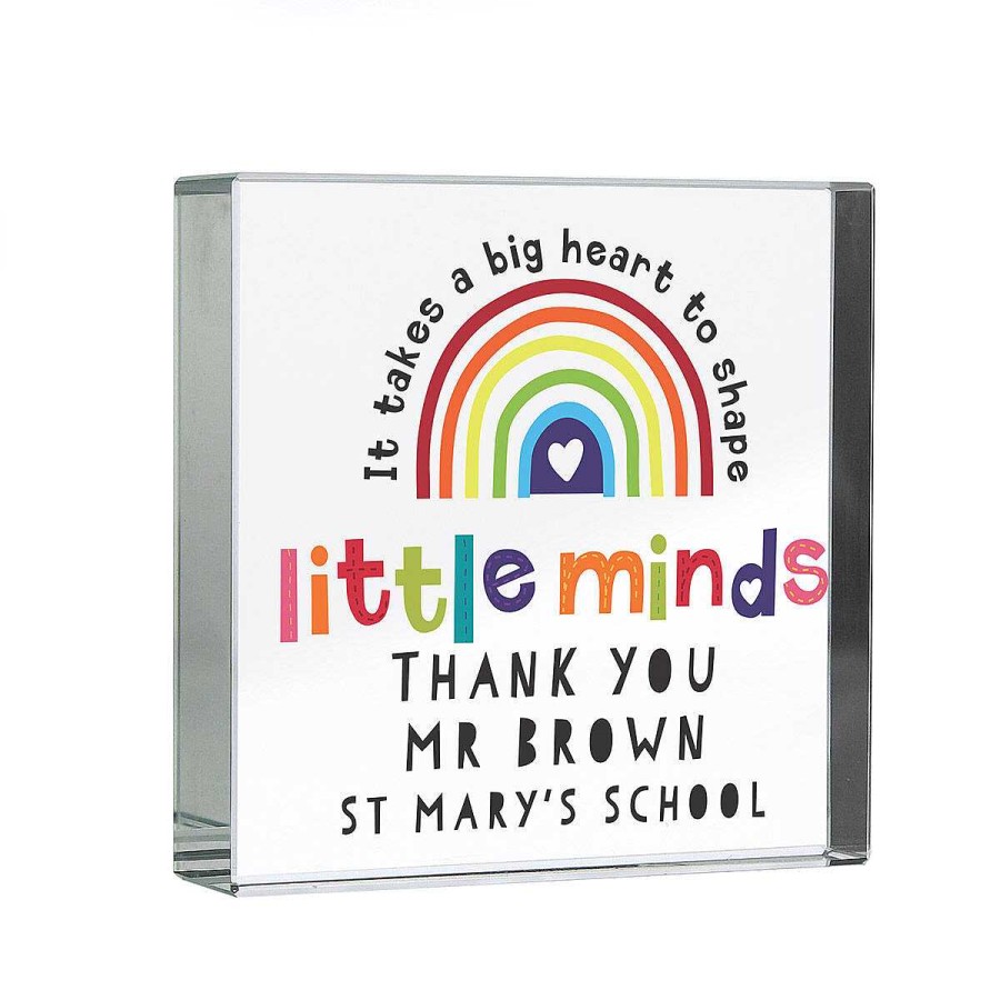 Personalised Gifts | Temptation Gifts Personalised Teacher 'Shape Little Minds' Crystal Token