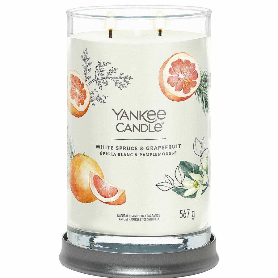 Glass Candles | Yankee Candle Yankee Candle White Spruce & Grapefruit Signature Large Tumbler Candle