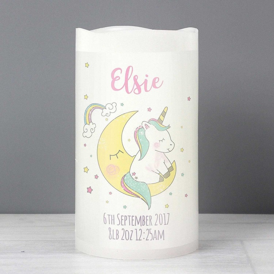 Personalised / Experience | Temptation Gifts Personalised Baby Unicorn Led Candle