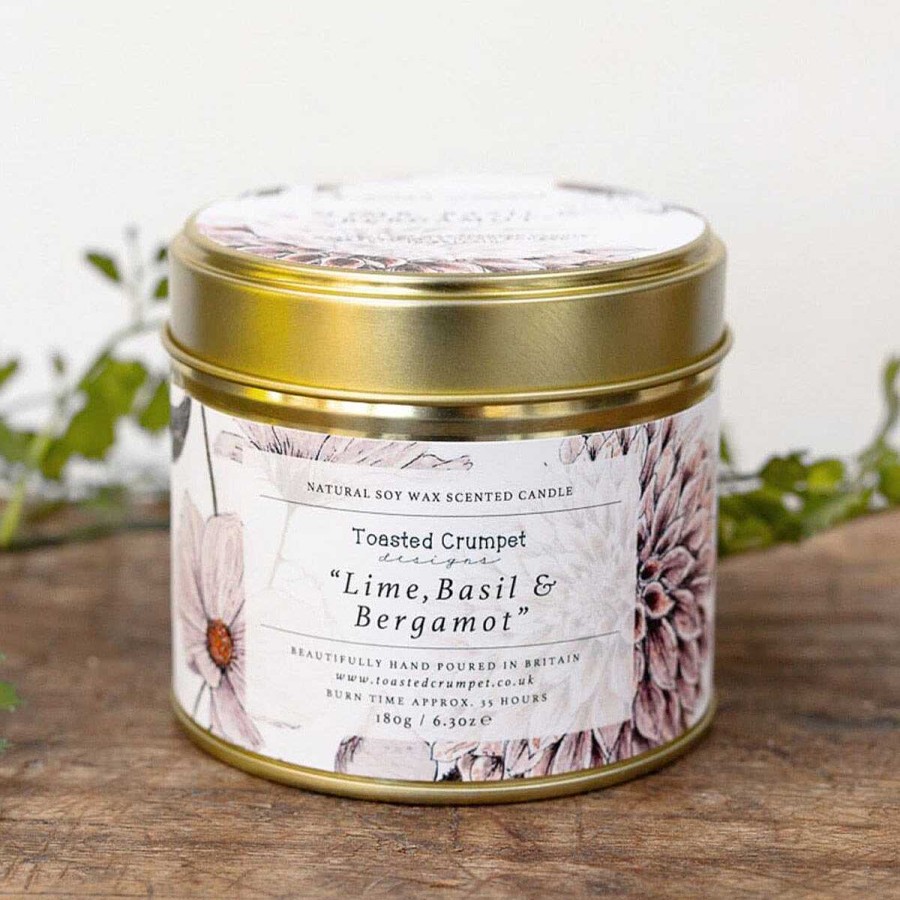 Tin Candles | Toasted Crumpet Toasted Crumpet Lime, Basil & Bergamot Tin Candle