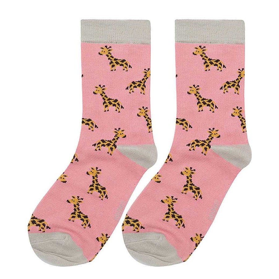 Fashion & Jewellery | Miss Sparrow Miss Sparrow Light Pink Giraffes Girls Bamboo Socks