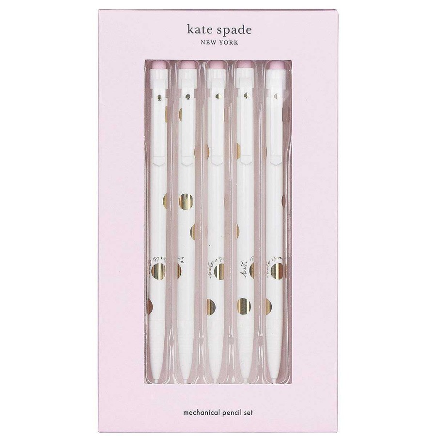 Wedding Planners | Kate Spade New York Kate Spade New York Gold Dot With Script Set Of Five Mechanical Pencils