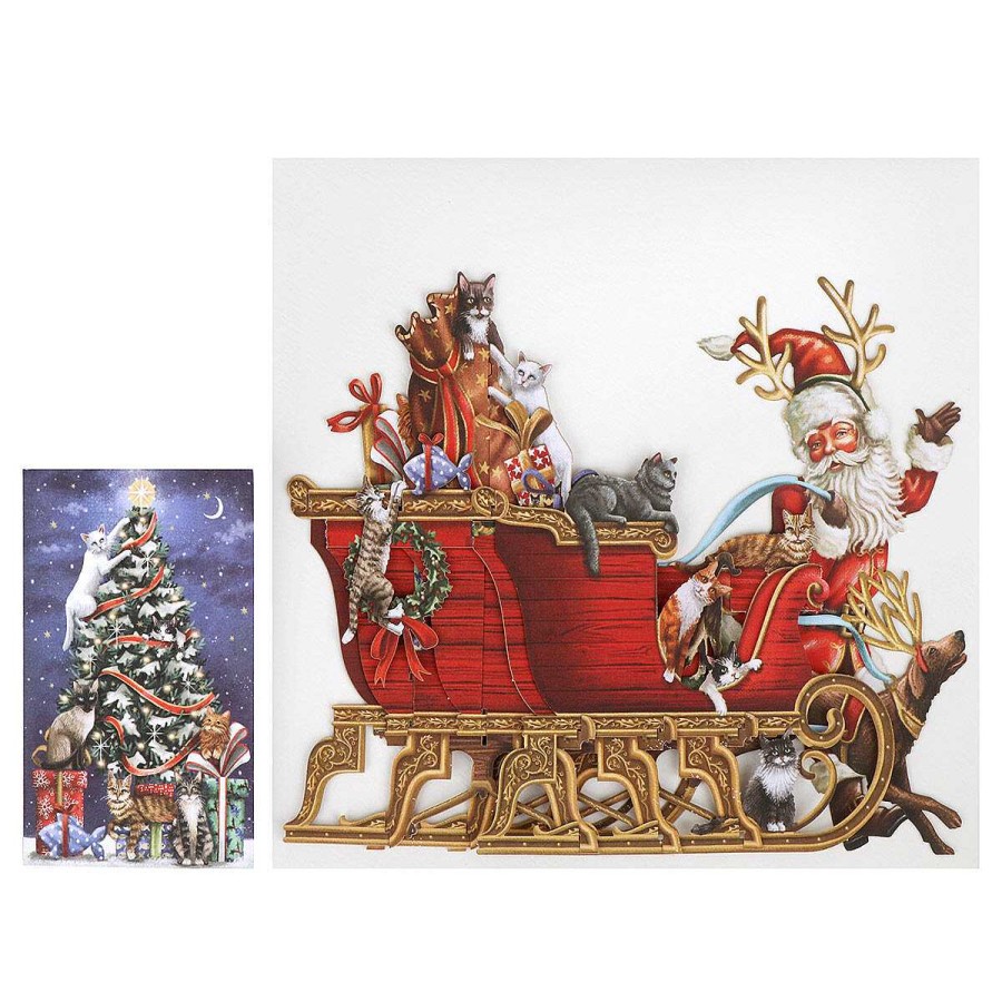 Christmas | Me & McQ Me & Mcq Cat Sleigh 3D Christmas Card