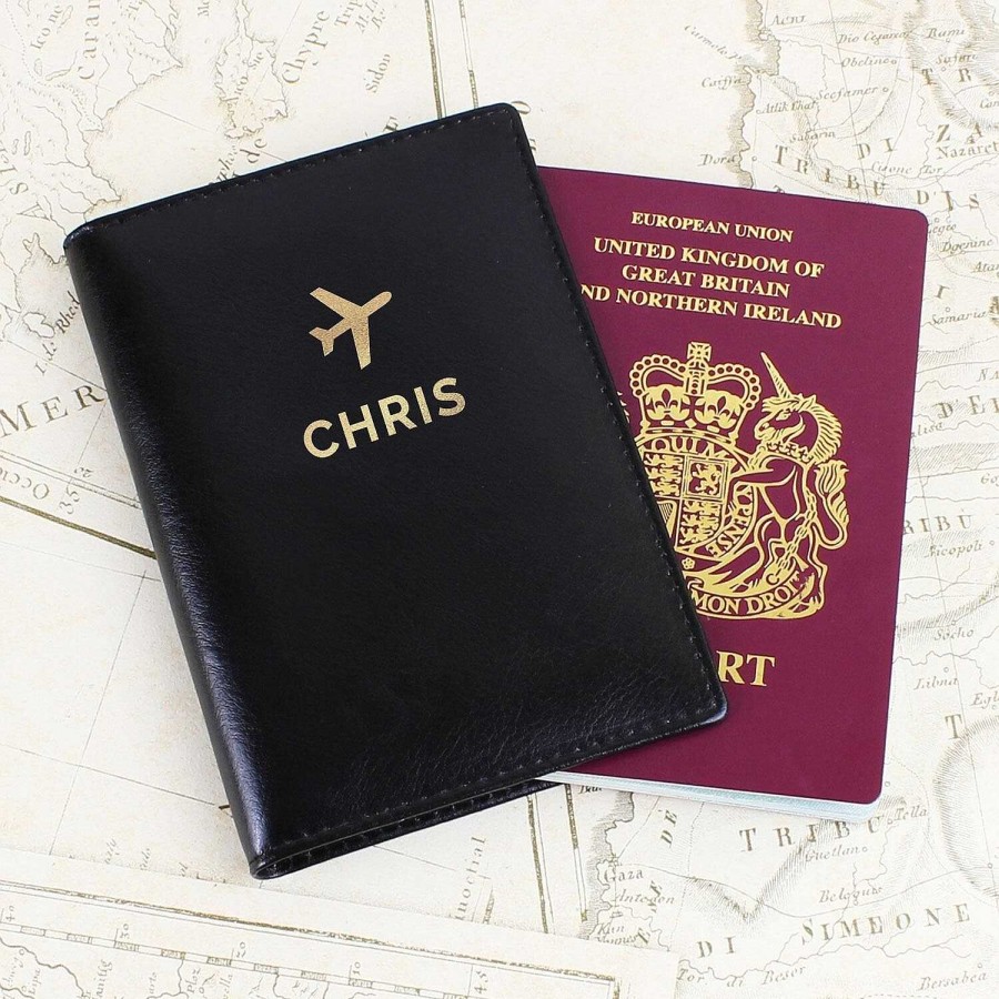 For Men | Temptation Gifts Black Gold Name Passport Holder