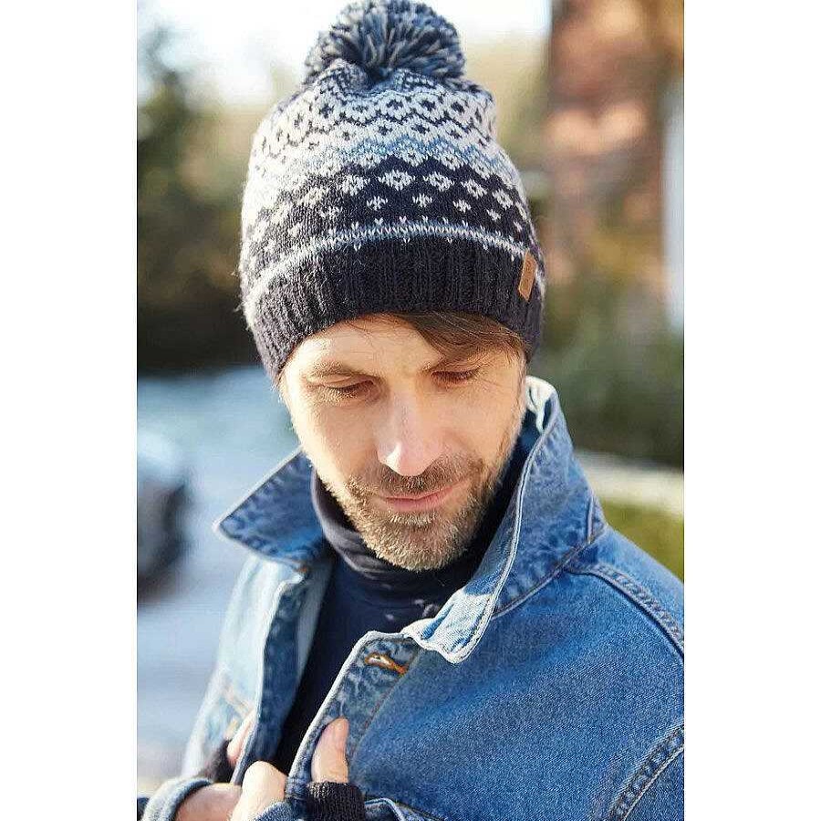 Styles | Pachamama Pachamama Men'S Nordic Blue Bobble Beanie Hat