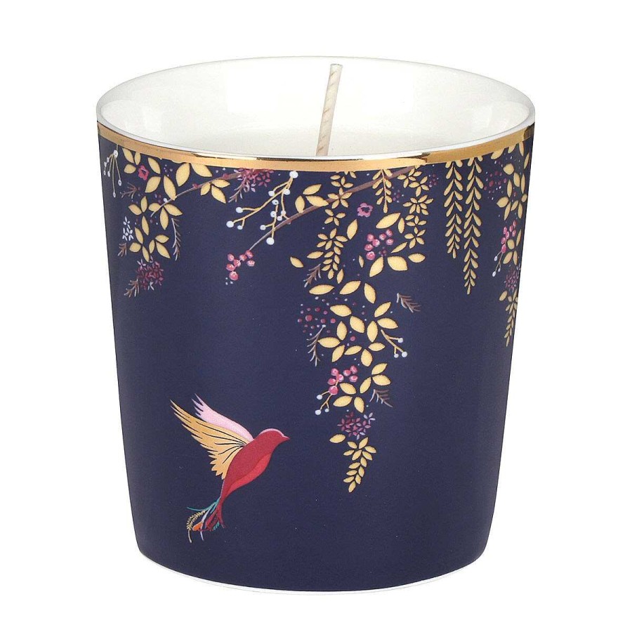 Ceramic Candles | Sara Miller Sara Miller Chelsea Navy Amber, Orchid And Lotus Blossom 260G Candle