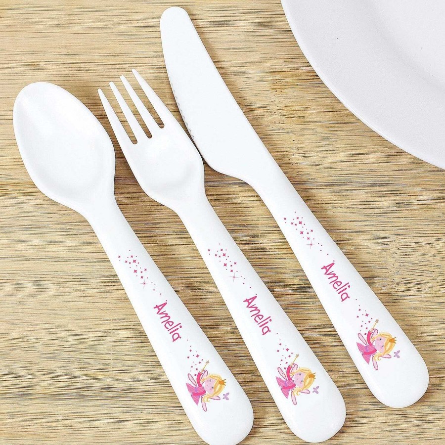 Personalised / Experience | Temptation Gifts Personalised Garden Fairy 3 Piece Plastic Cutlery Set