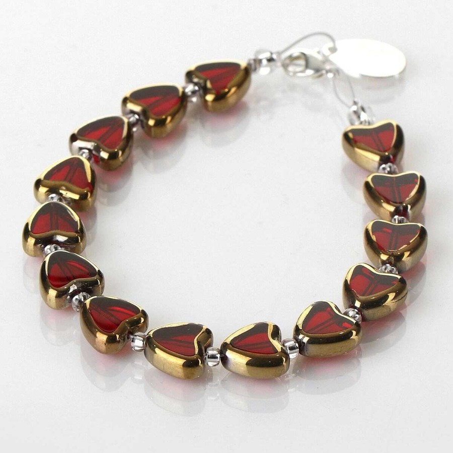 Bracelets | Carrie Elspeth Carrie Elspeth Red Gold Edged Hearts Bracelet