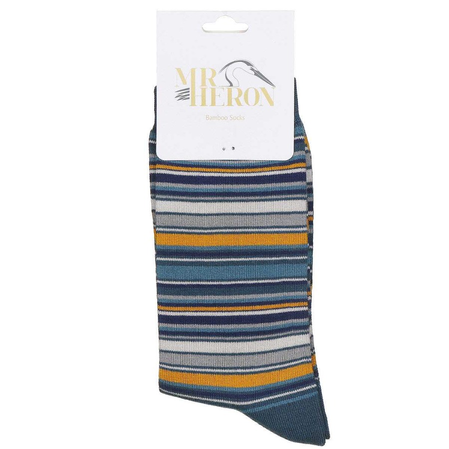 Styles | Mr Heron Mr Heron Denim Stripes Men'S Bamboo Socks