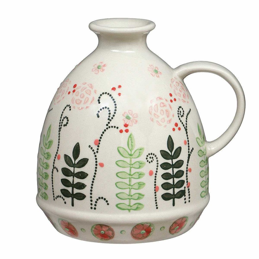 Flower Vases | Langs Langs Cream Floral Debossed Urn Vase With Handle