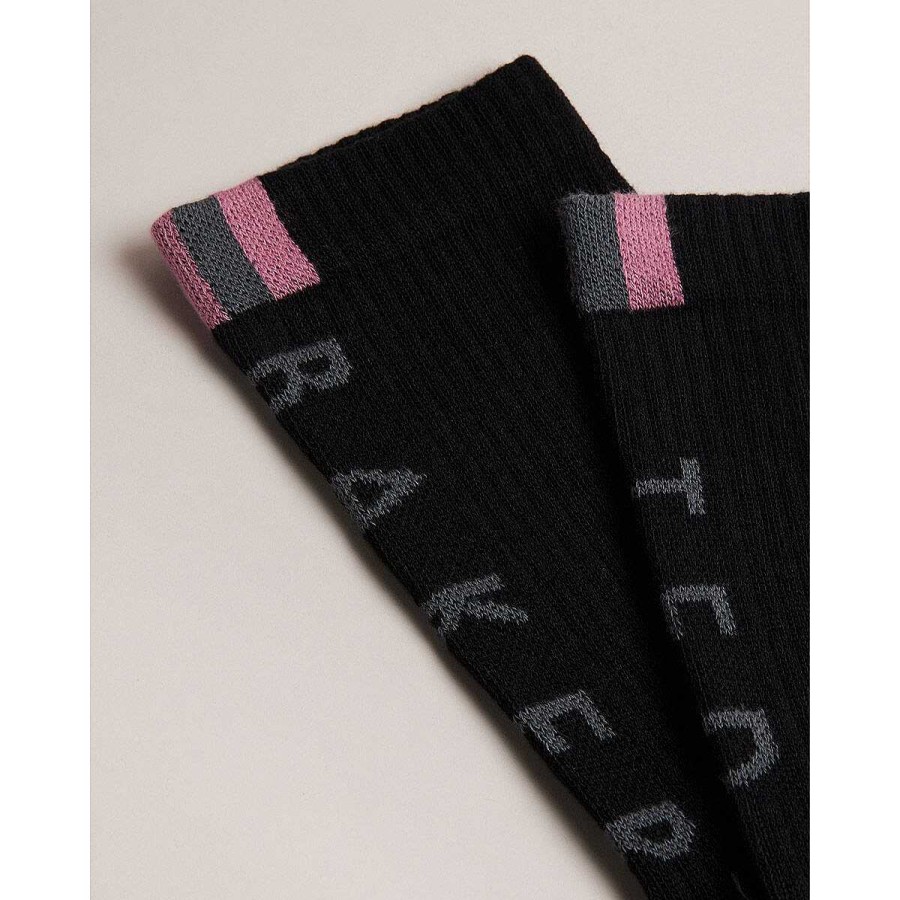 New In | Ted Baker Ted Baker Redhot Black Branded Men'S Sports Socks