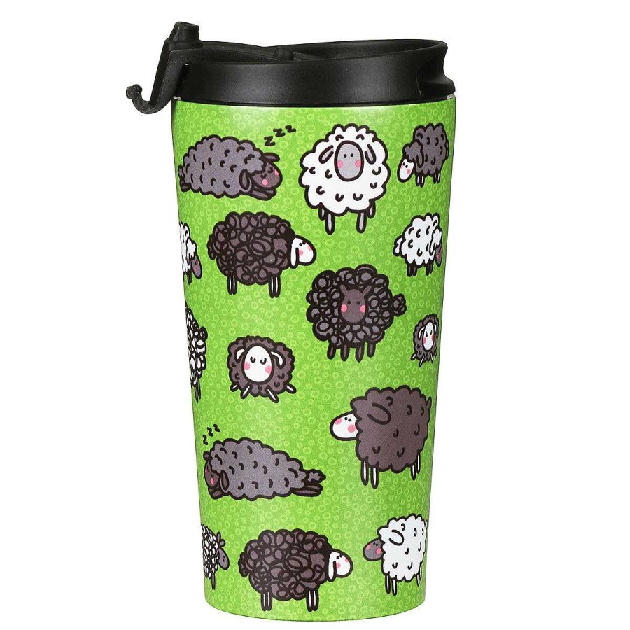 Travel Mugs | Eco Chic Eco Chic Green Sheep Stainless Steel Travel Coffee Cup