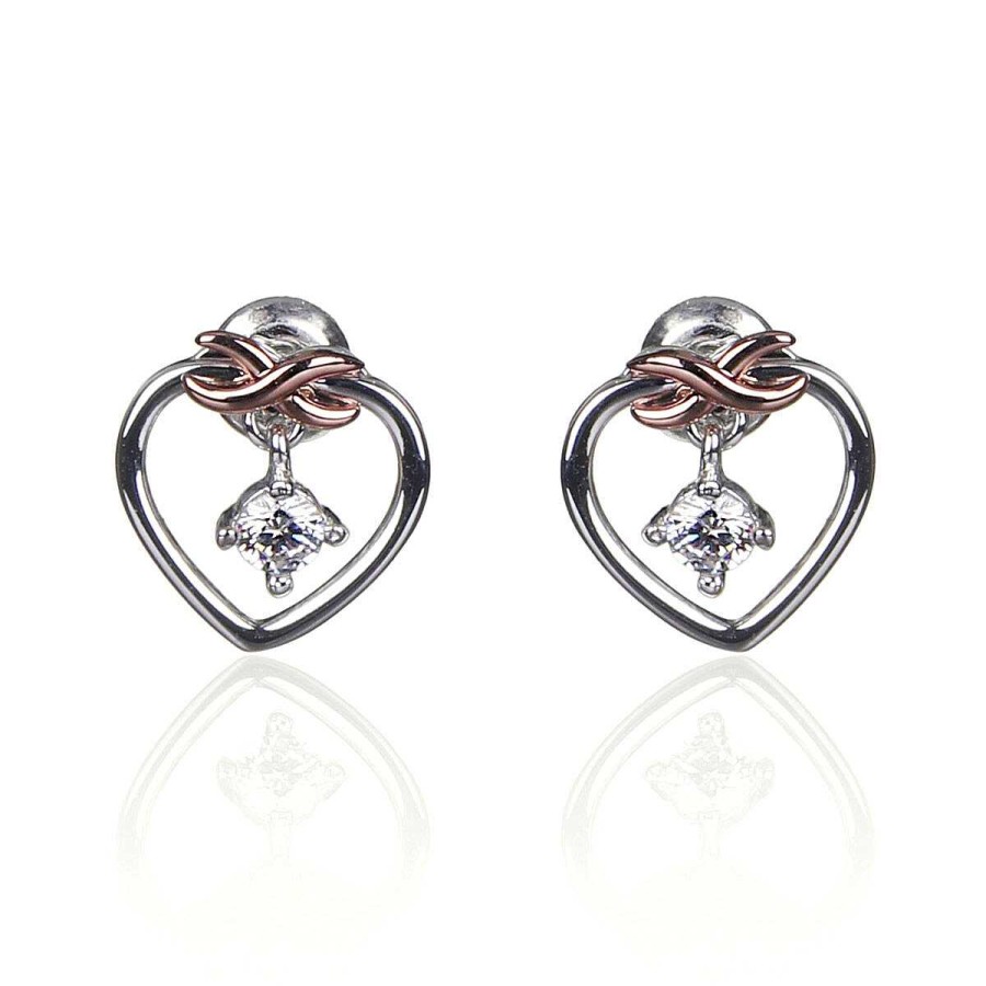 Bridal Jewellery | Equilibrium Equilibrium Two Tone Kiss Collection Eternal Heart Stud Earrings