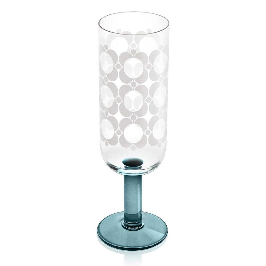 Glassware | Orla Kiely Orla Kiely Atomic Flower Green Shades Set Of 4 Champagne Glasses