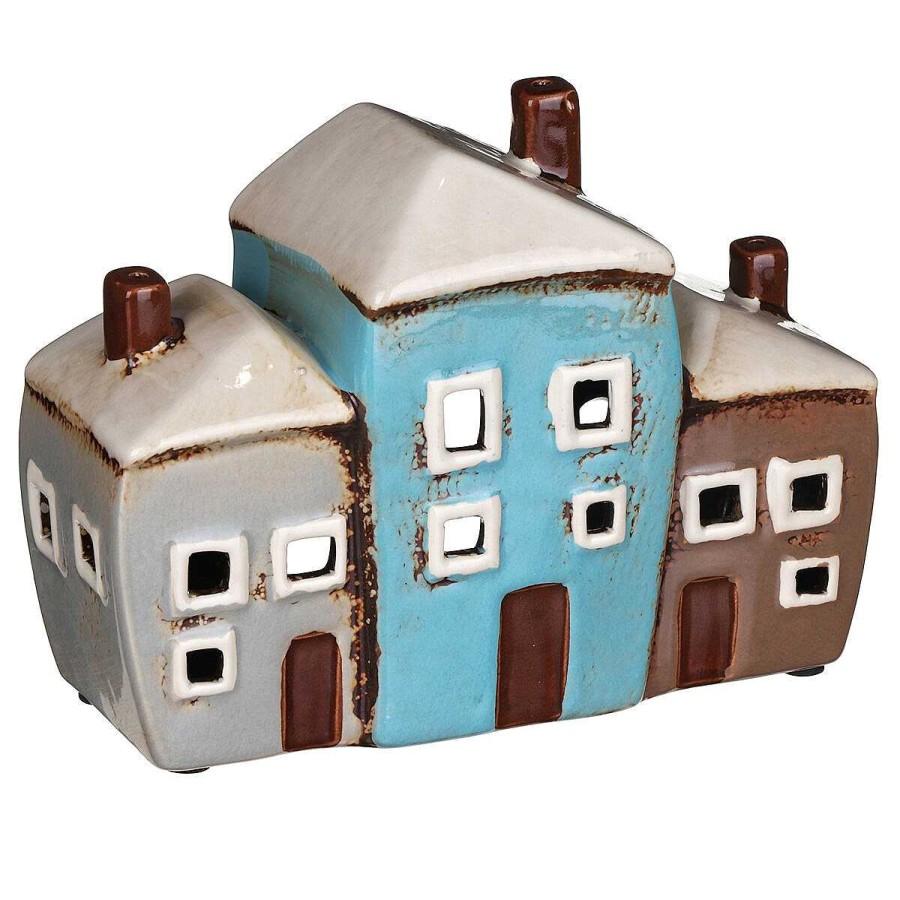 Candle Accessories | Village Pottery Village Pottery Multi Three House Tealight Holder