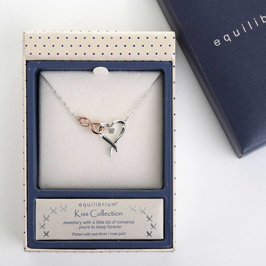 Bridal Jewellery | Equilibrium Equilibrium Two Tone Kiss Collection Hearts & Kisses Necklace