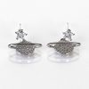 Earrings | Equilibrium Equilibrium Celestial Pave Planet White Gold Plated Earrings