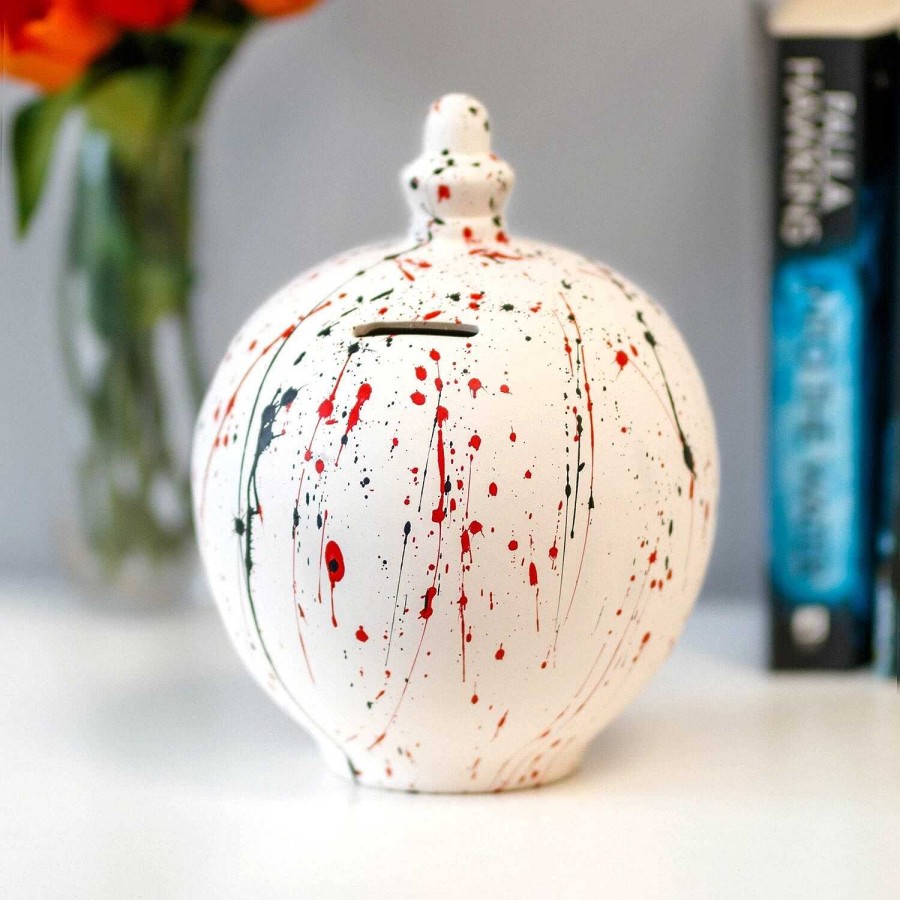 Money Pots | Temptation Temptation Black & Red Splatter Money Pot