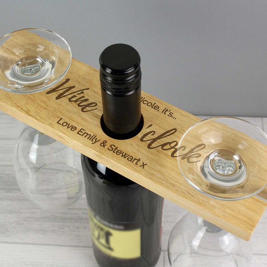 Mum | Temptation Gifts Personalised 'Wine O'Clock' Wine Glass & Bottle Butler