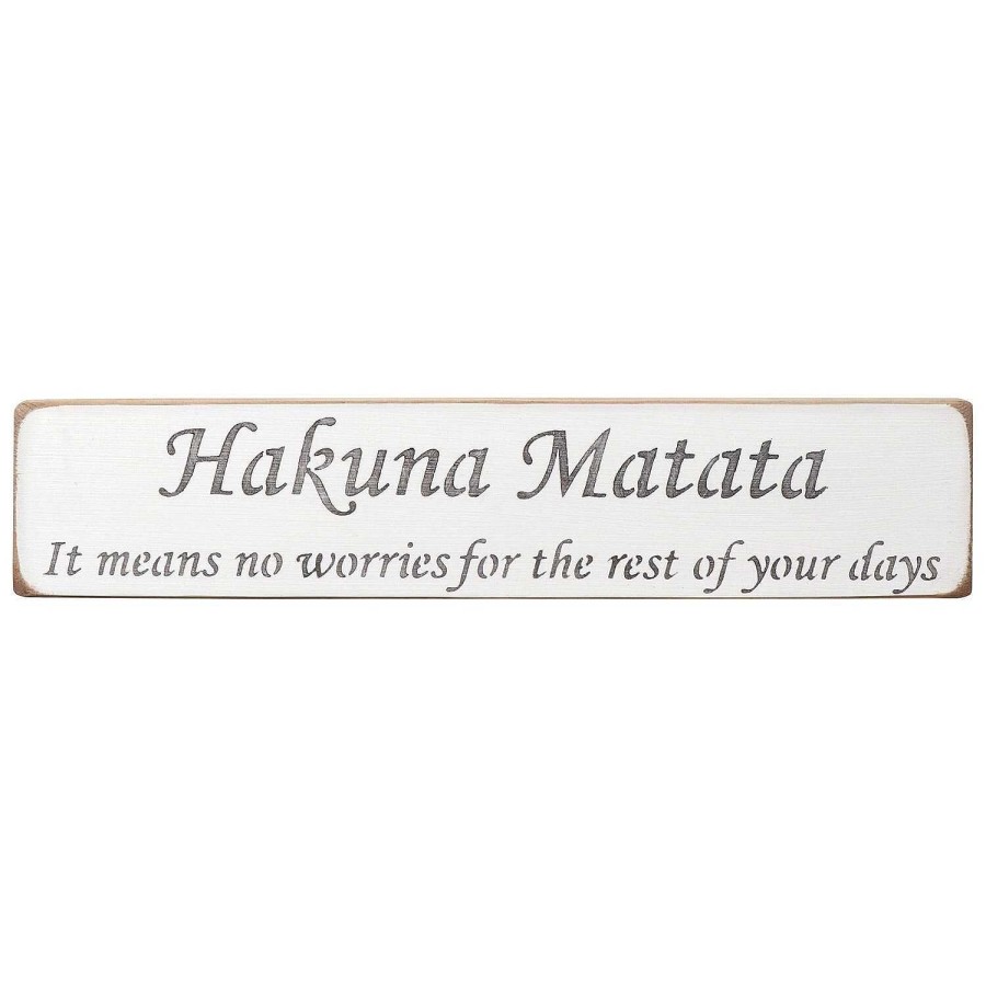 Baby'S Room Decorations | Austin Sloan Austin Sloan 'Hakuna Matata' Long White Wooden Sign